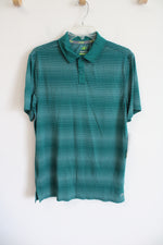 NEW NordicTrack Athletic Fit Teal Green Striped Polo Shirt | S