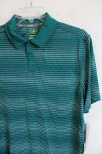 NEW NordicTrack Athletic Fit Teal Green Striped Polo Shirt | S