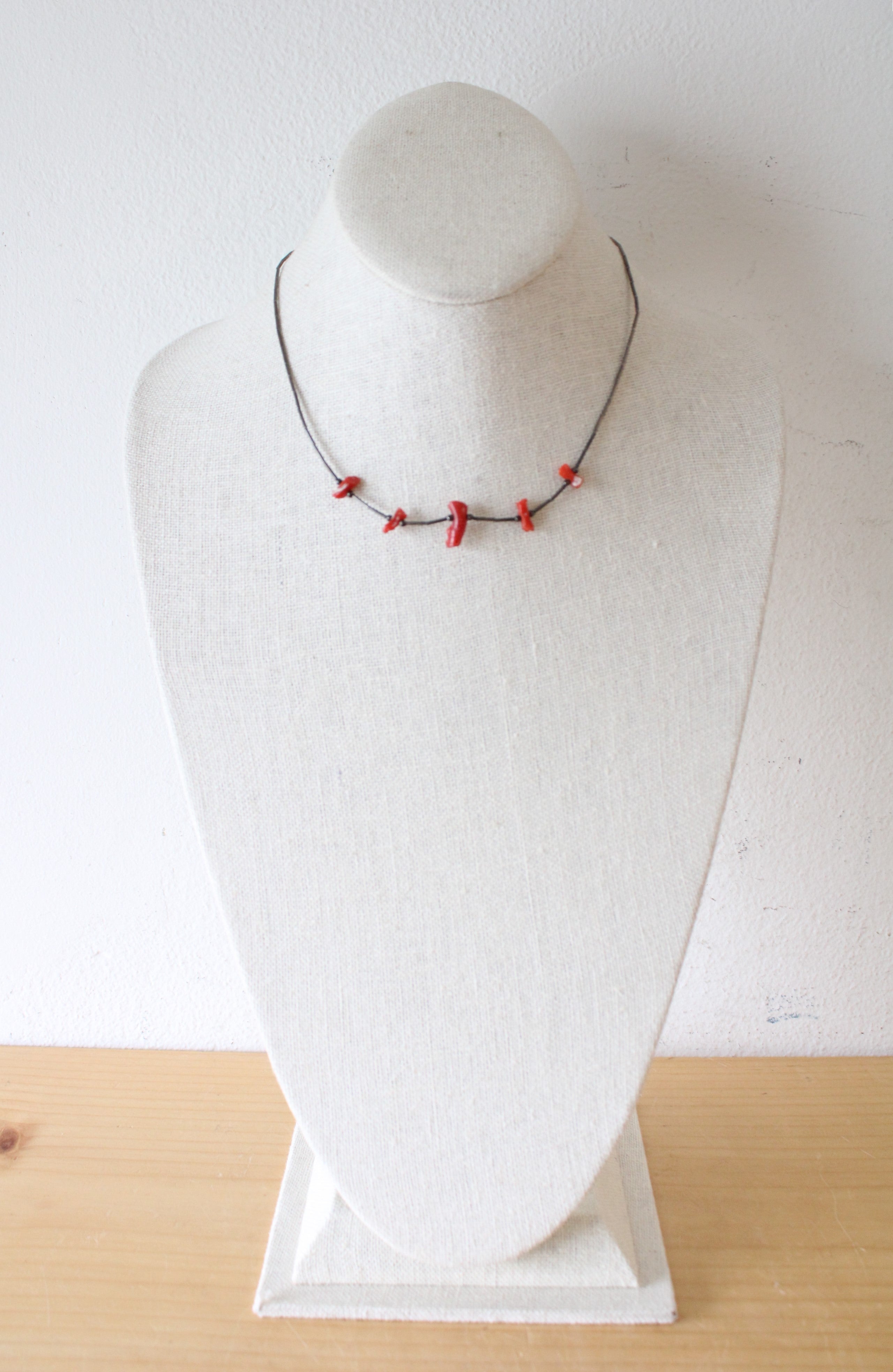 Liquid Silver Red Turquoise Puka Shell Style Beaded Necklace