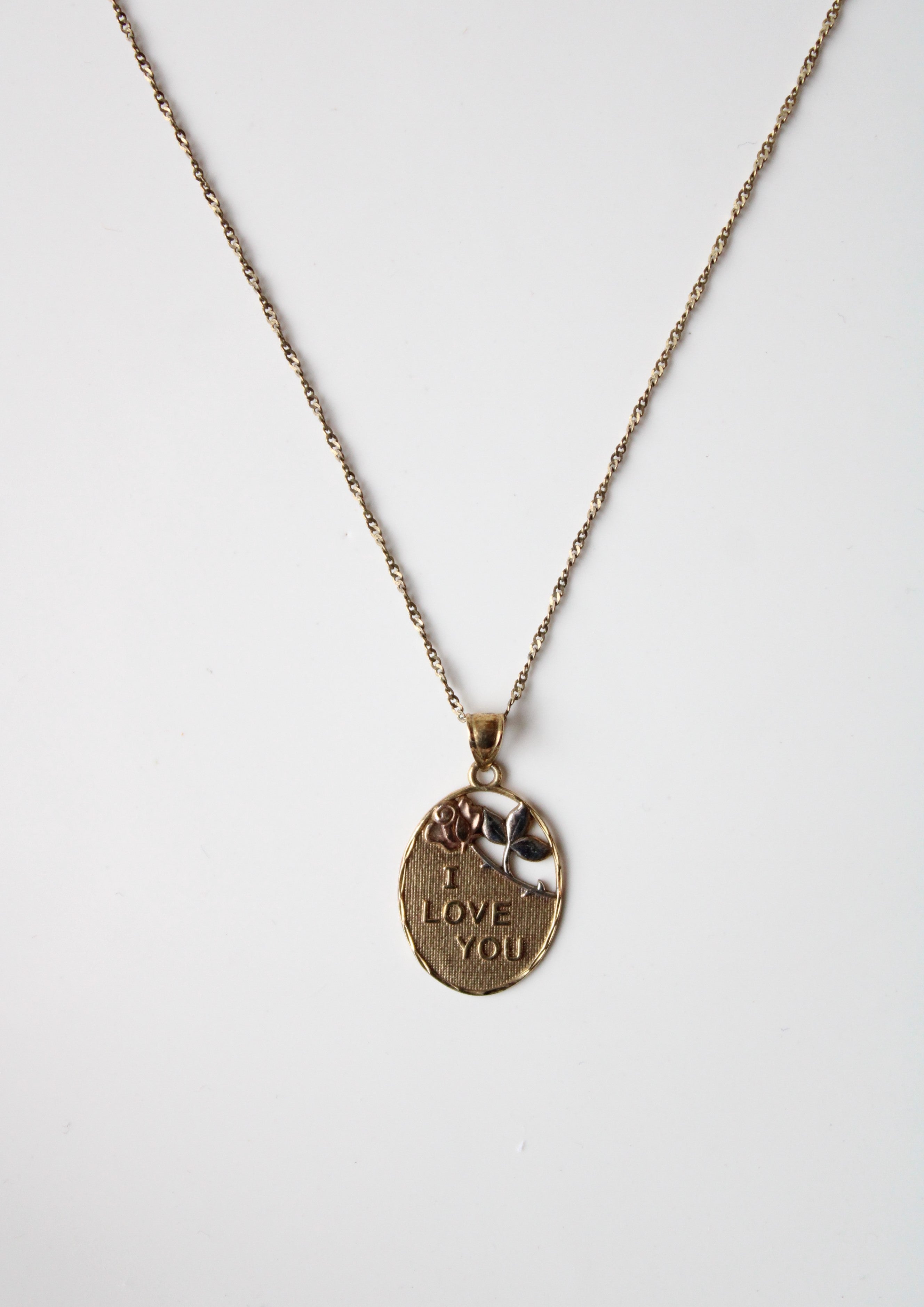 Vintage Gold Tone 925 "I Love You" Pendant Necklace