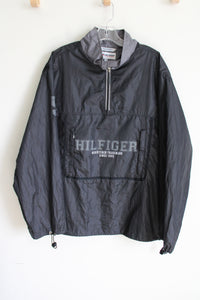 Tommy Hilfiger Vintage 2000's Athletic Black Windbreaker Jacket | L