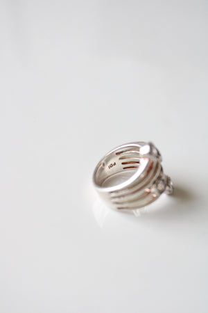 PDI Silver Stacked Clear Stone Ring | Size 4.5