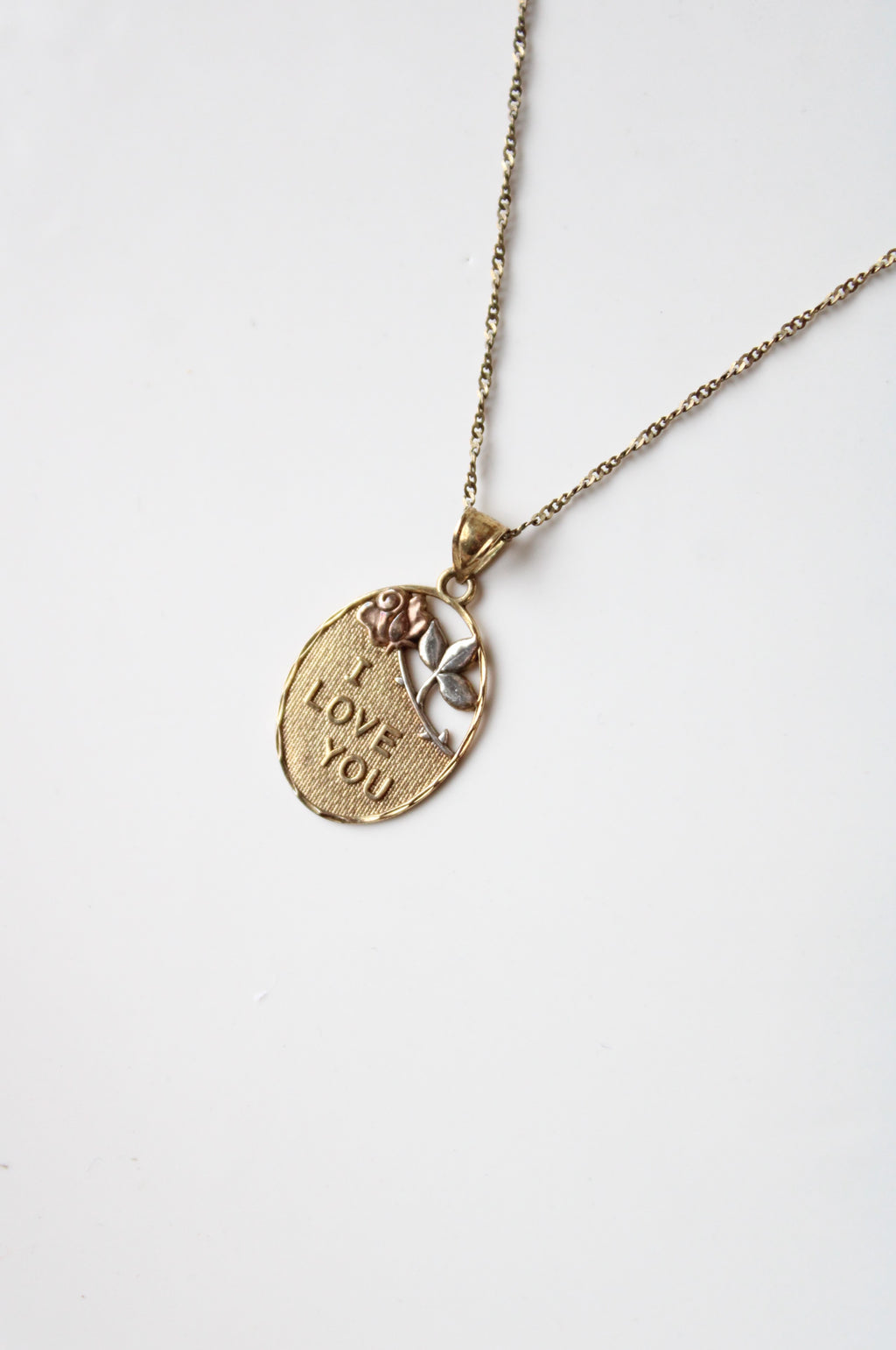 Vintage Gold Tone 925 "I Love You" Pendant Necklace