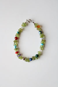 Colorful Gemstone Scarab Look Beaded Bracelet