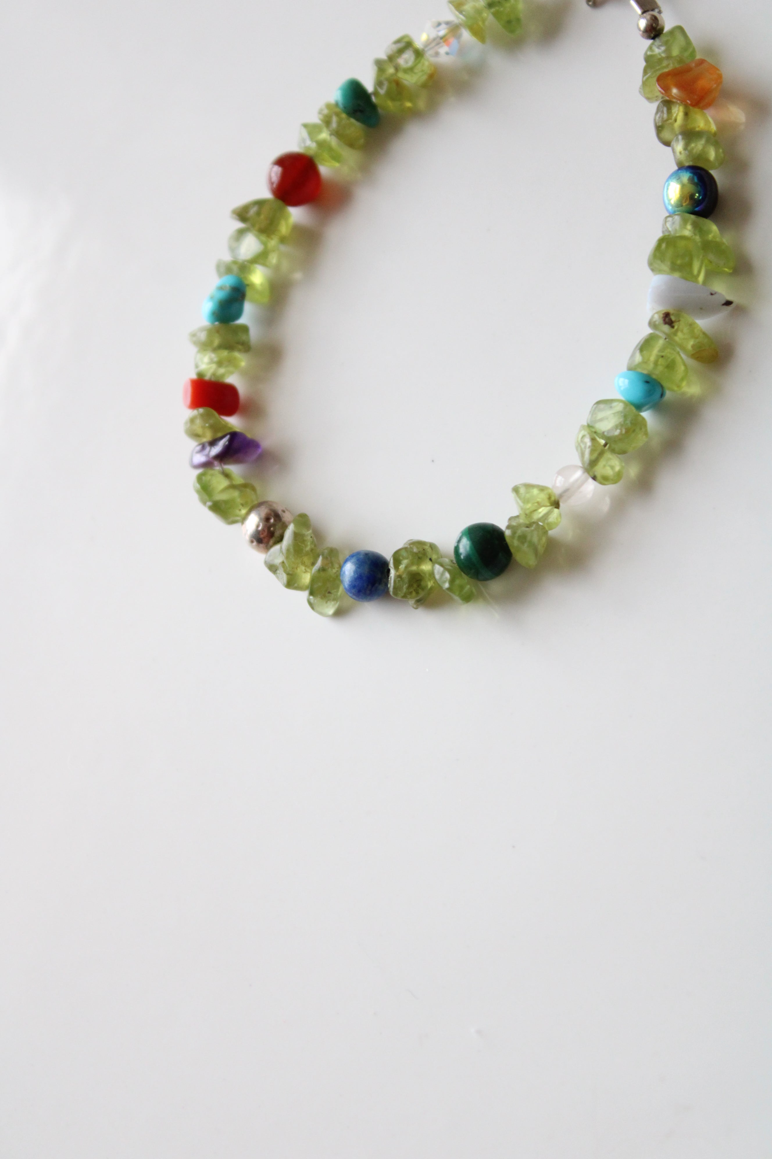 Colorful Gemstone Scarab Look Beaded Bracelet