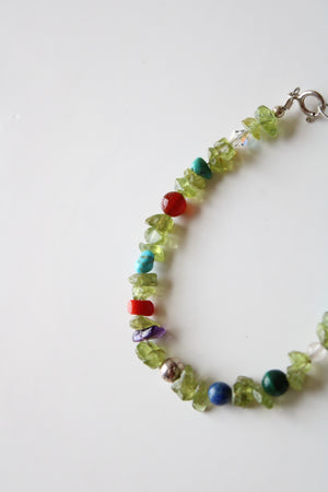 Colorful Gemstone Scarab Look Beaded Bracelet