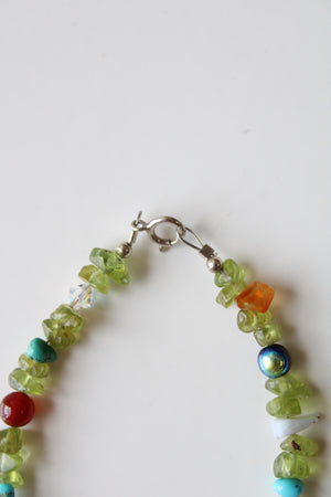 Colorful Gemstone Scarab Look Beaded Bracelet