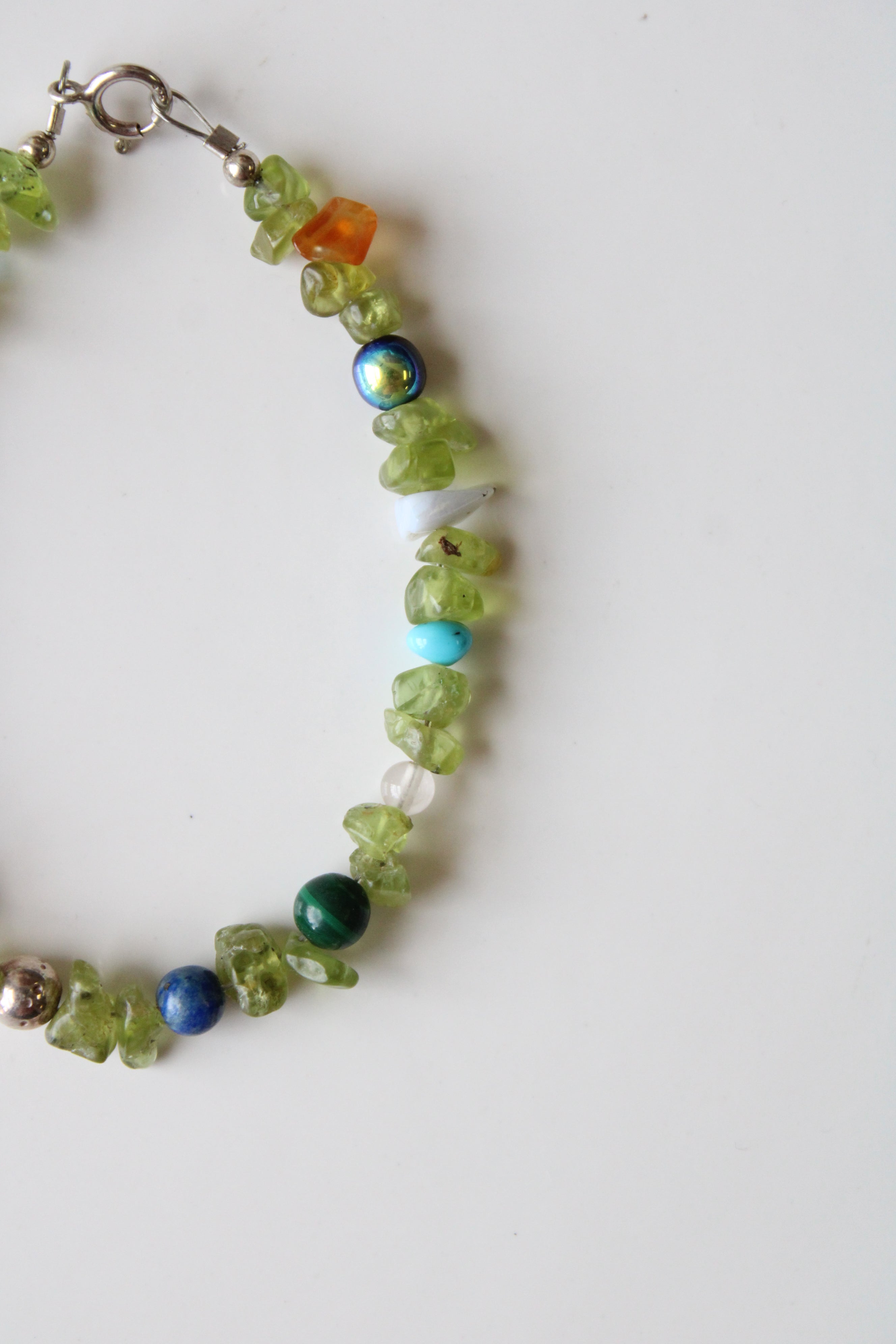 Colorful Gemstone Scarab Look Beaded Bracelet