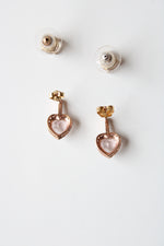 Rose Gold Heart & Yellow Gold Rhinestone Stud 925 Earring Set