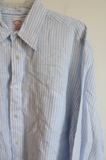 Brooks Brothers Madison Irish Linen Blue White Striped Button Down Shirt | XL