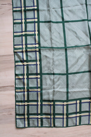 Adolfo Green Blue Plaid Vintage Scarf