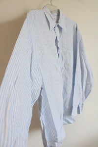 Brooks Brothers Madison Irish Linen Blue White Striped Button Down Shirt | XL