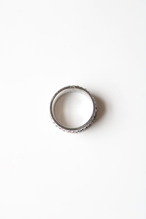 Black & Clear Rhinestone Stainless Steel Band Ring | Size 7