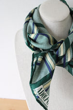 Adolfo Green Blue Plaid Vintage Scarf