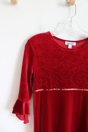 Amy Byer Sequined Red Velvet Dress | Youth 16