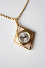 Hanowa Gold Diamond Shaped Clock Pendant Necklace