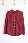 Arizona Jean Co. Red & Black Plaid Button Down Shirt | Youth M (10/12)