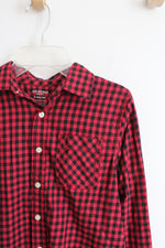 Arizona Jean Co. Red & Black Plaid Button Down Shirt | Youth M (10/12)