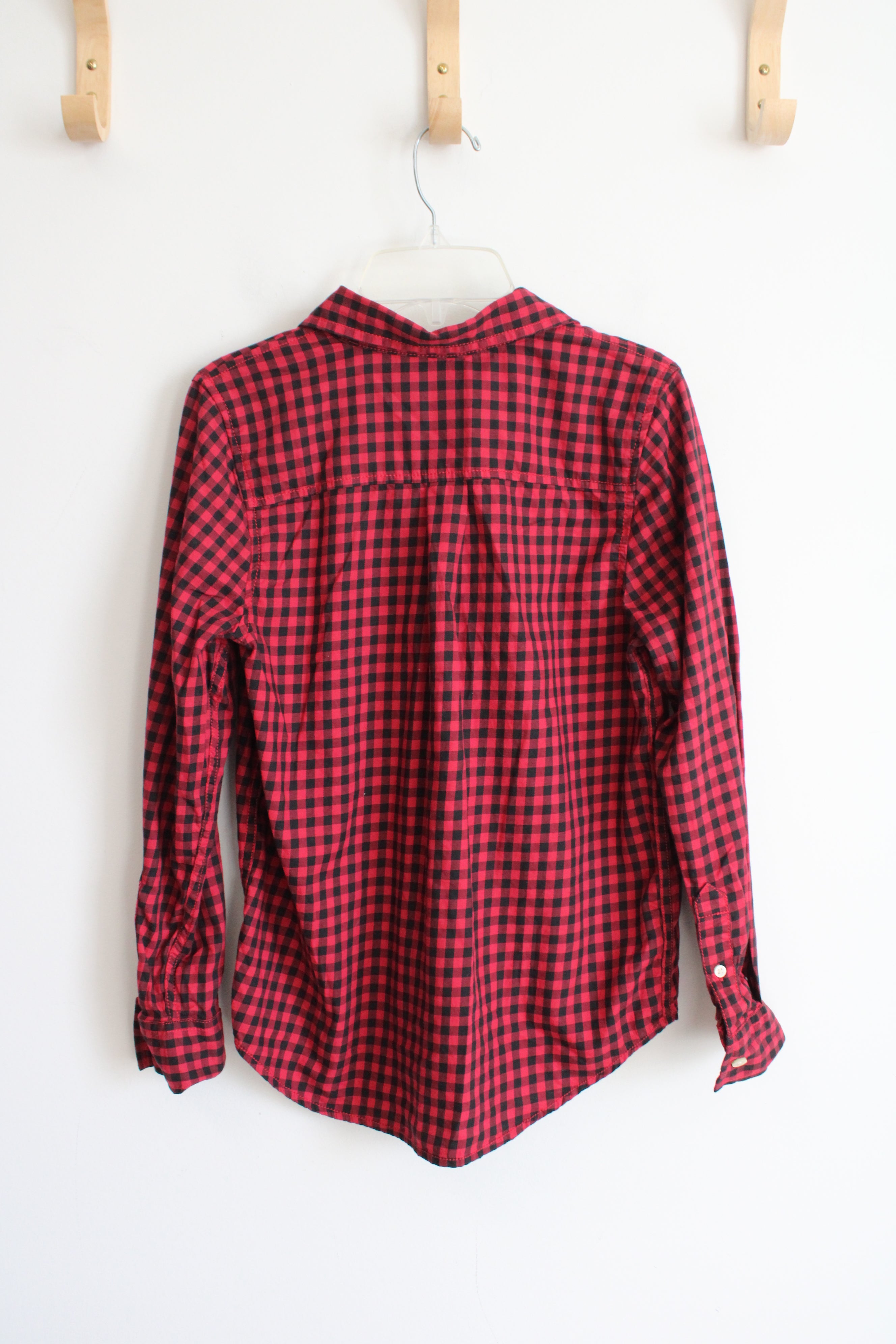 Arizona Jean Co. Red & Black Plaid Button Down Shirt | Youth M (10/12)