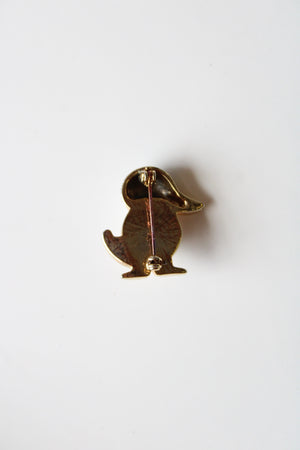 Vintage Gold Green Eyed Faux Pearl Duck Pin