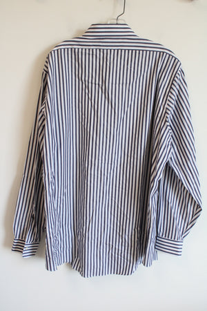 Brooks Brothers Milano Dark Blue White Striped Button Down Shirt | 18-36