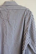 Brooks Brothers Milano Dark Blue White Striped Button Down Shirt | 18-36