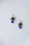 Tamar Keny Jewelry Blue Button Beaded Dangle Earrings