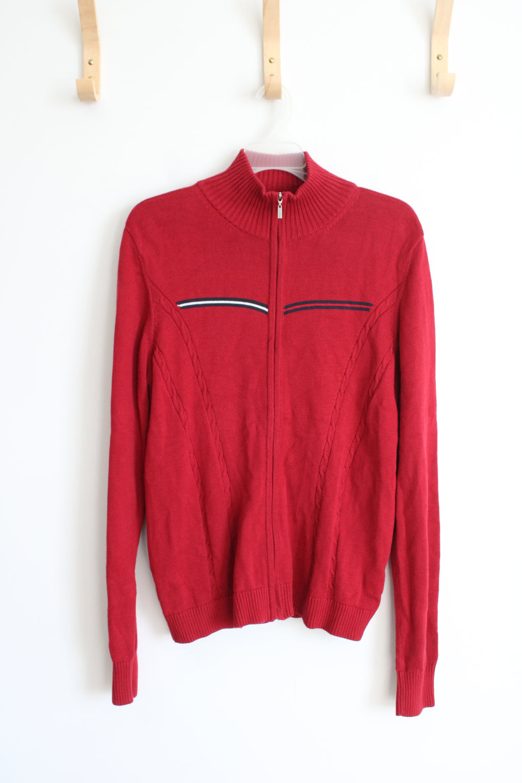 Tommy Hilfiger Red Mock Neck Zip-Up Sweater | XL