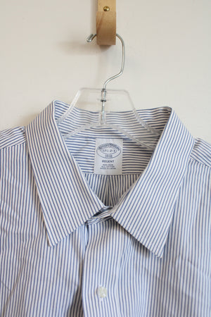 Brooks Brothers Regent Blue White Pinstripe Cotton Buton Down Shirt | 17 1/2-2/3