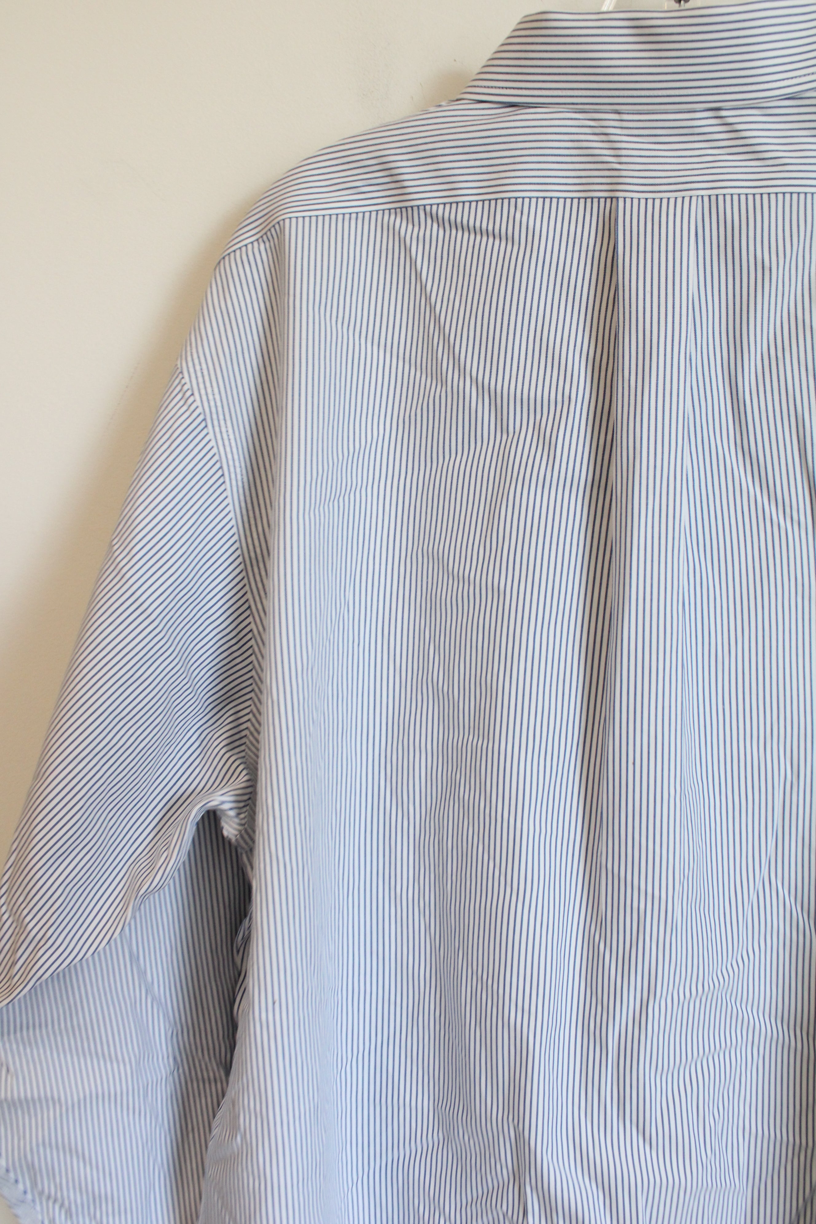 Brooks Brothers Regent Blue White Pinstripe Cotton Buton Down Shirt | 17 1/2-2/3