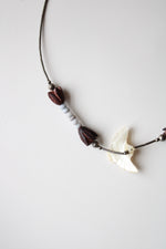 Dove Pendant Liquid Silver Beaded Native Style Choker Necklace