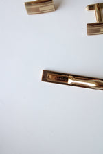 Foster Gold Rectangle Cuff Links & Tie Clip Set