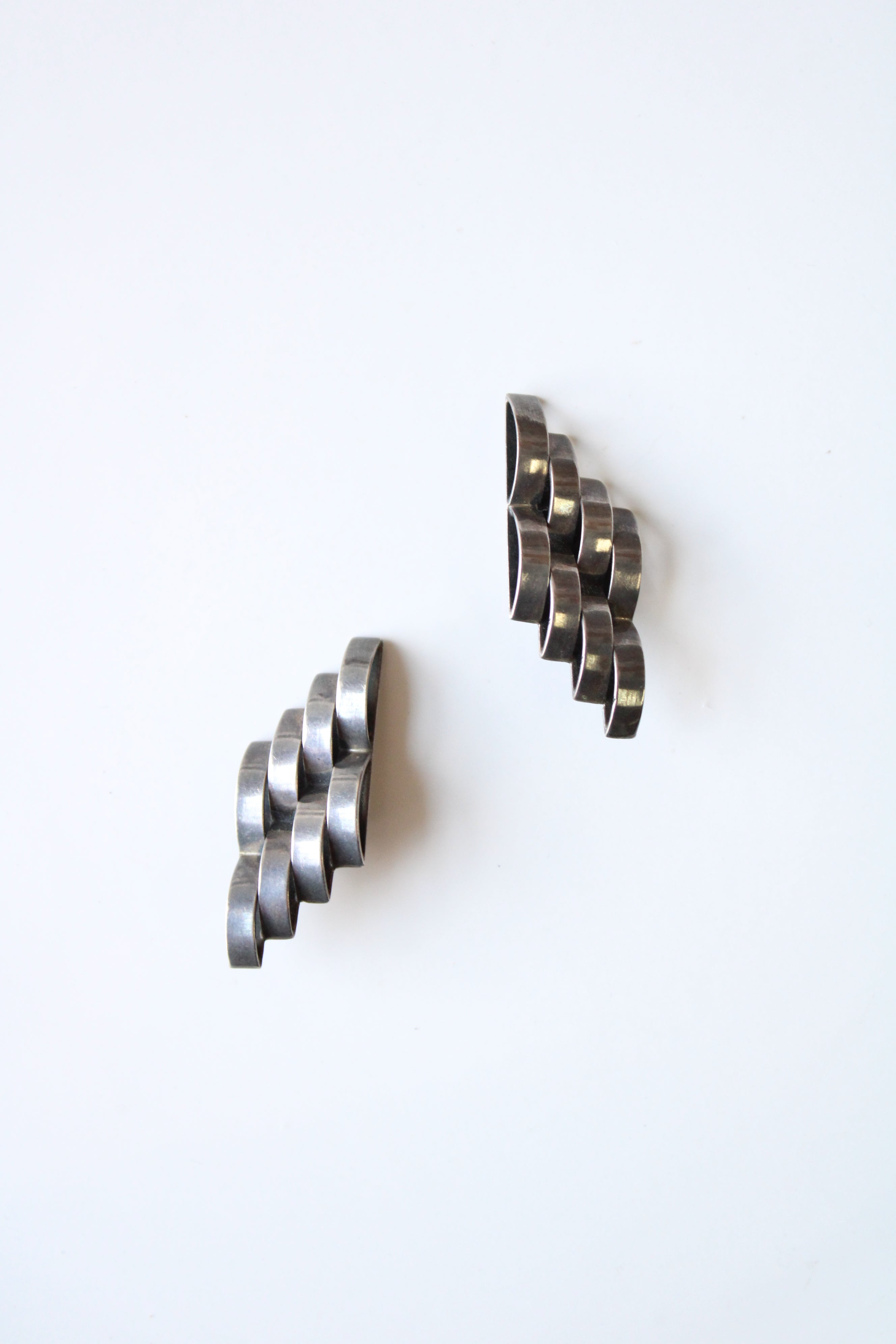 Sterling Silver Woven Design Clip On Earrings