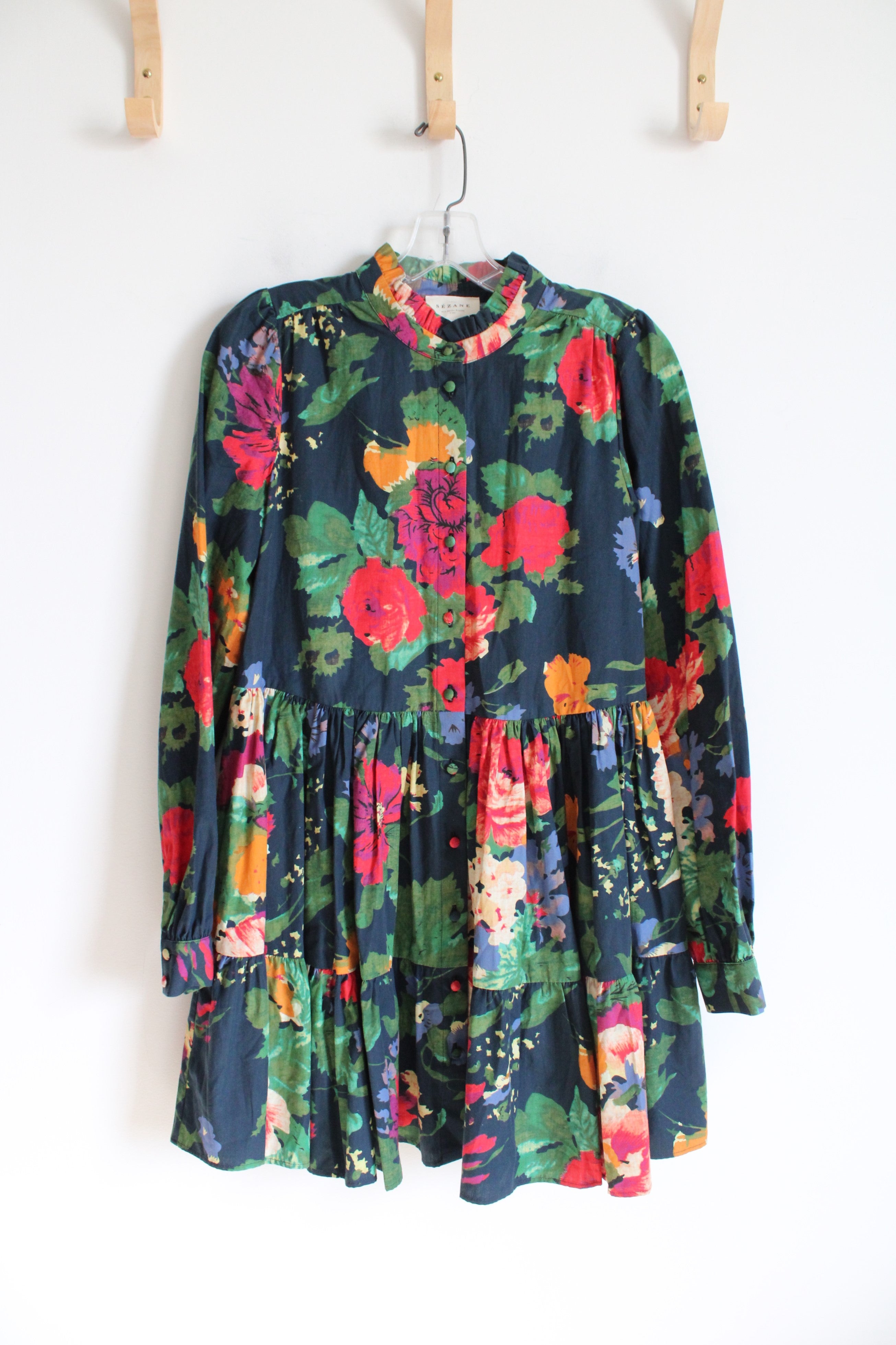 Sezane Trianon Print Blue Floral Hidaya Dress | 34 (XS)