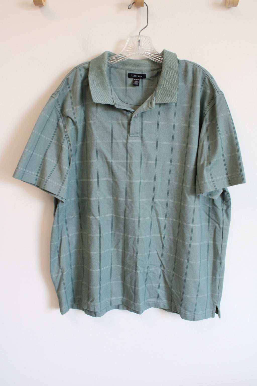 Van Heusen Blue Plaid Polo Shirt | XXL