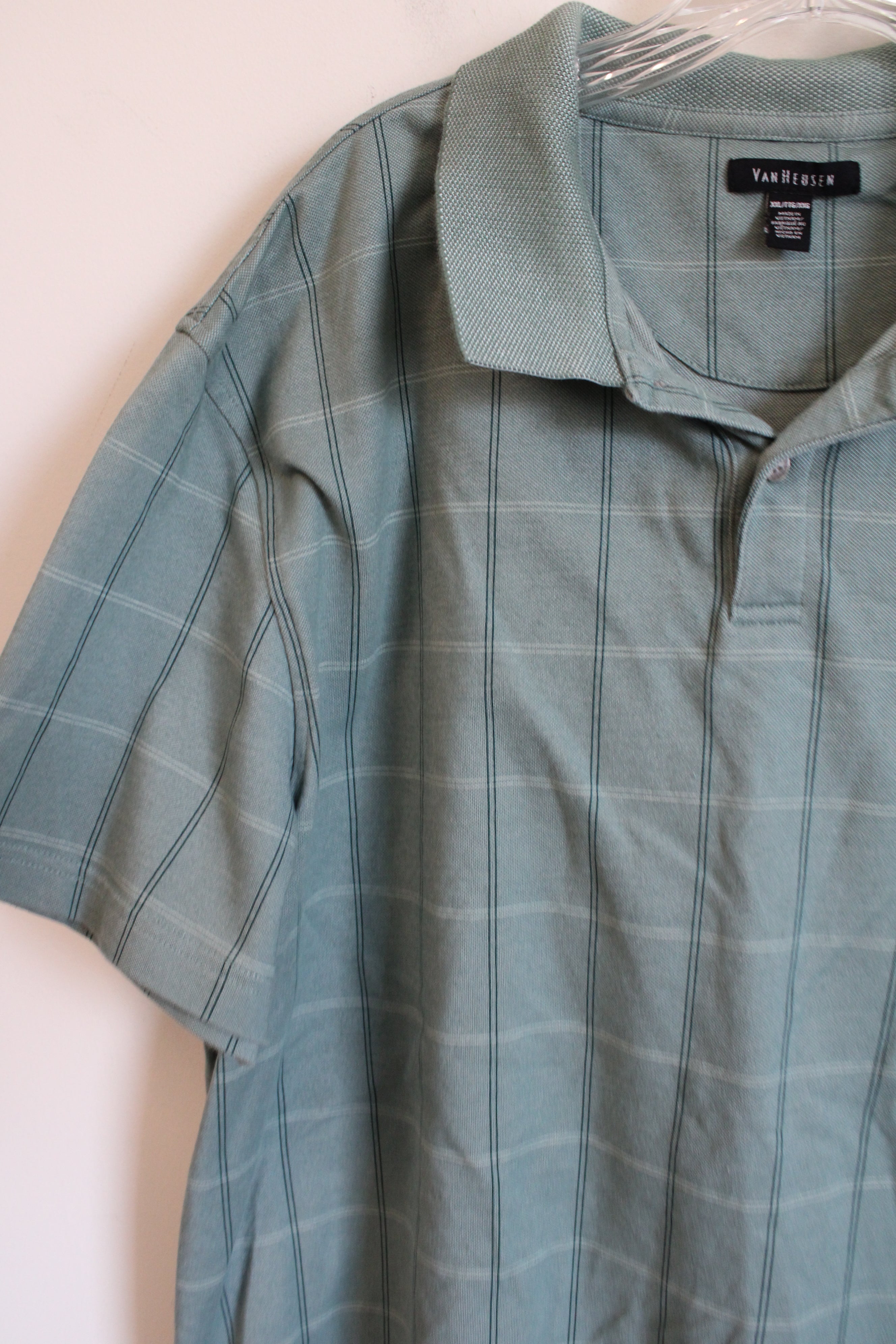 Van Heusen Blue Plaid Polo Shirt | XXL