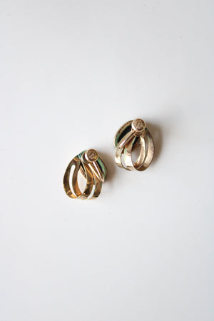 Van Dell Black Oval Gold 1/20 12K GF Screwback Earrings