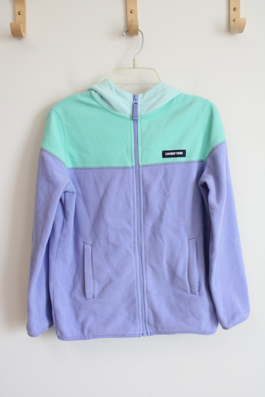 Lands' End Color Blocked Purple & Teal Fleece Jacket | Youth L (10/12)