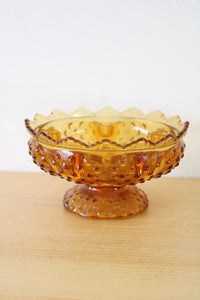 Vintage Fenton Amber Hobnail Candle Holder Bowl Centerpiece