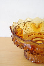 Vintage Fenton Amber Hobnail Candle Holder Bowl Centerpiece