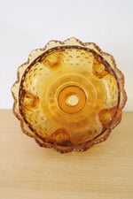 Vintage Fenton Amber Hobnail Candle Holder Bowl Centerpiece