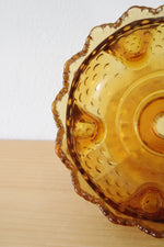 Vintage Fenton Amber Hobnail Candle Holder Bowl Centerpiece