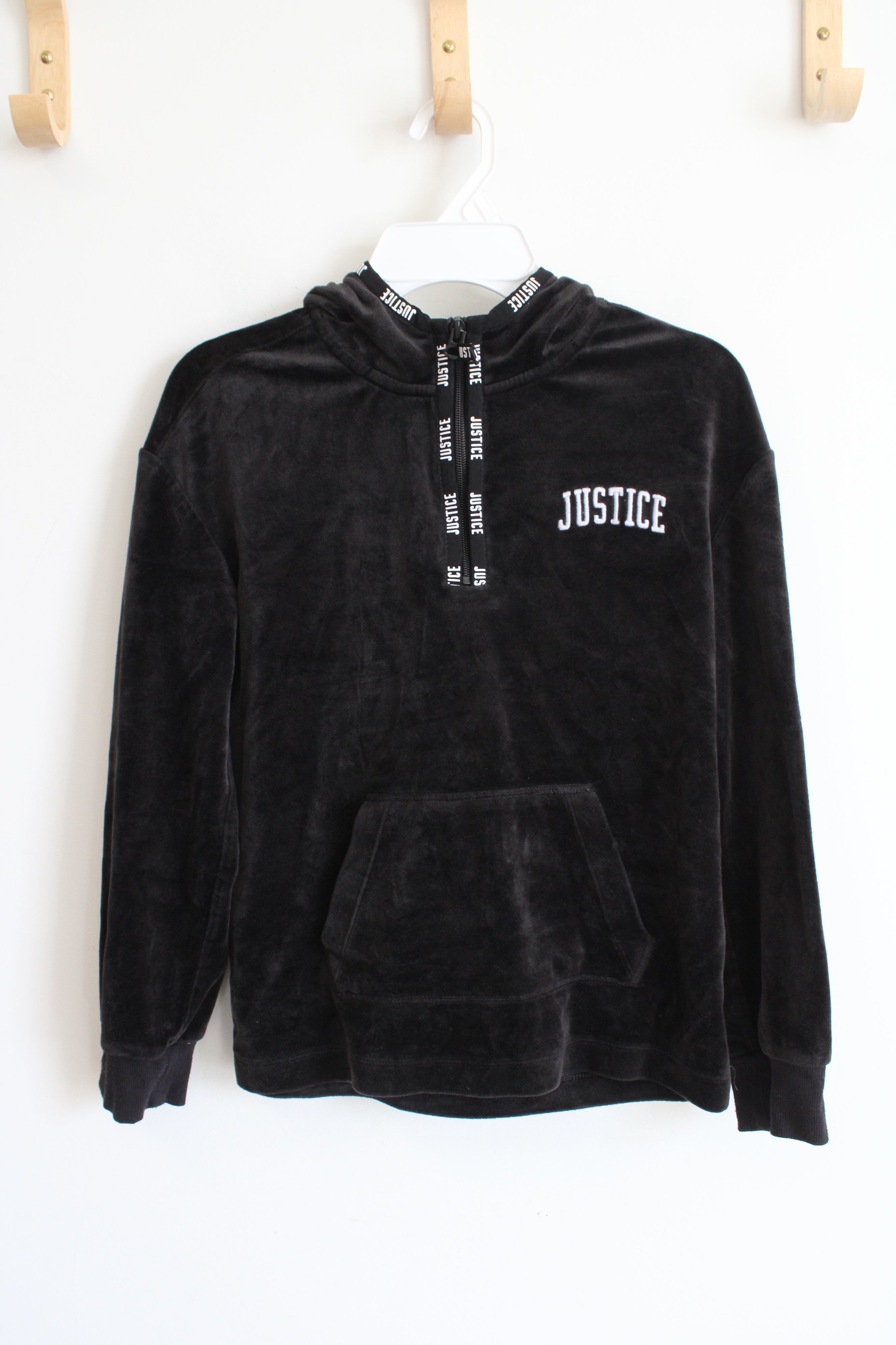 Justice Black Velvet Quarter Zip Hoodie | Youth 8