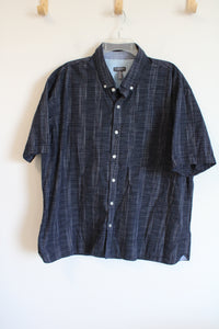 Van Heusen Never Tuck Blue White Patterned Button Down Short Sleeved Shirt | XXL