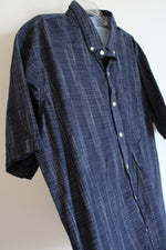 Van Heusen Never Tuck Blue White Patterned Button Down Short Sleeved Shirt | XXL