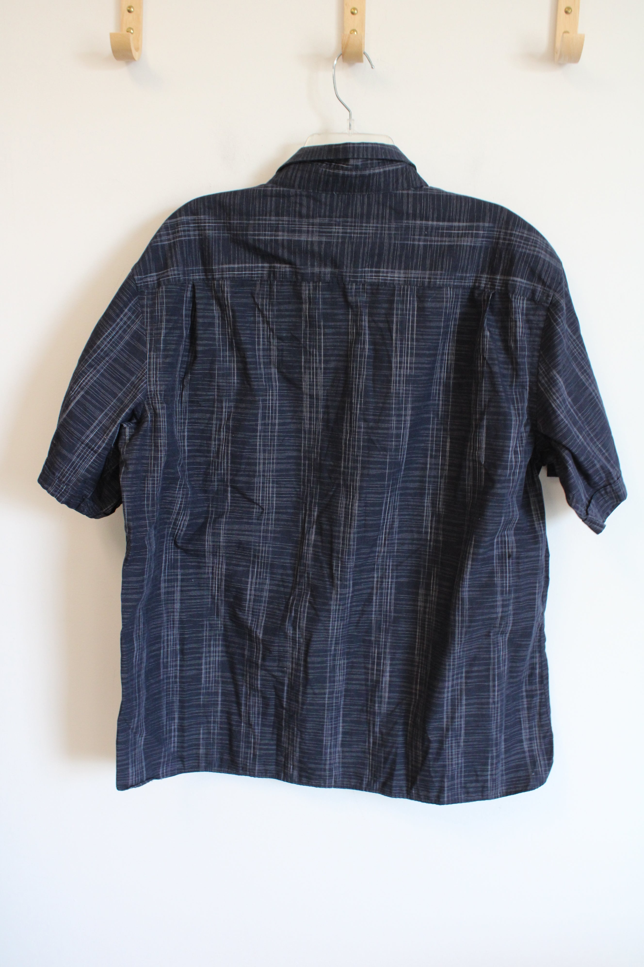 Van Heusen Never Tuck Blue White Patterned Button Down Short Sleeved Shirt | XXL