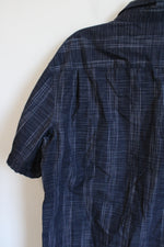 Van Heusen Never Tuck Blue White Patterned Button Down Short Sleeved Shirt | XXL