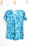 Champion Blue & Green Patterned Athletic V-Neck Shirt | Youth XL (14/16)