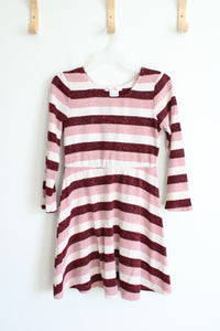 Love To Be Loved Marron & Pink Striped Long Sleeved Dress | Youth 12