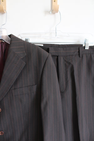 NEW Perry Ellis Brown Striped Suit Coat & Pants Set | 31X30/40